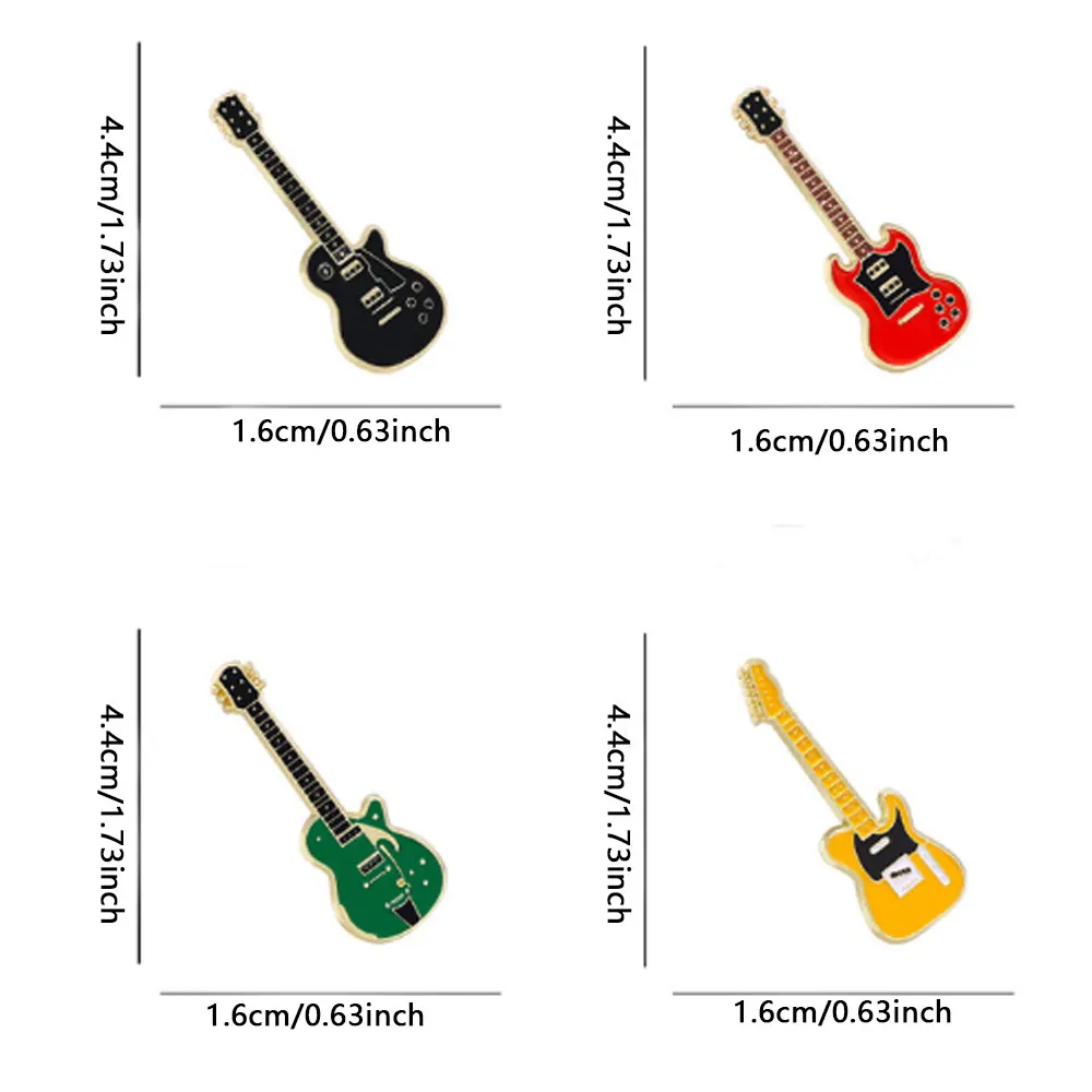Vintage Metal Enamel Guitar Brooch for Men Women Musical Instrument Electric Guitar Badges Pins Fashion Jewelry GiftVintage Meta - view 6