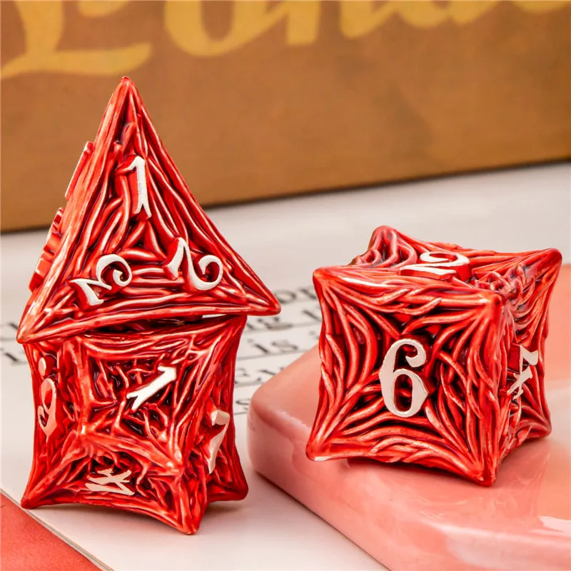 KERWELLSI Tree Root Dnd Metal Dice Set, D+D Polyhedral Dice For D dnd D Dungeon and Dragon Pathfinder Role Playing Games Dice