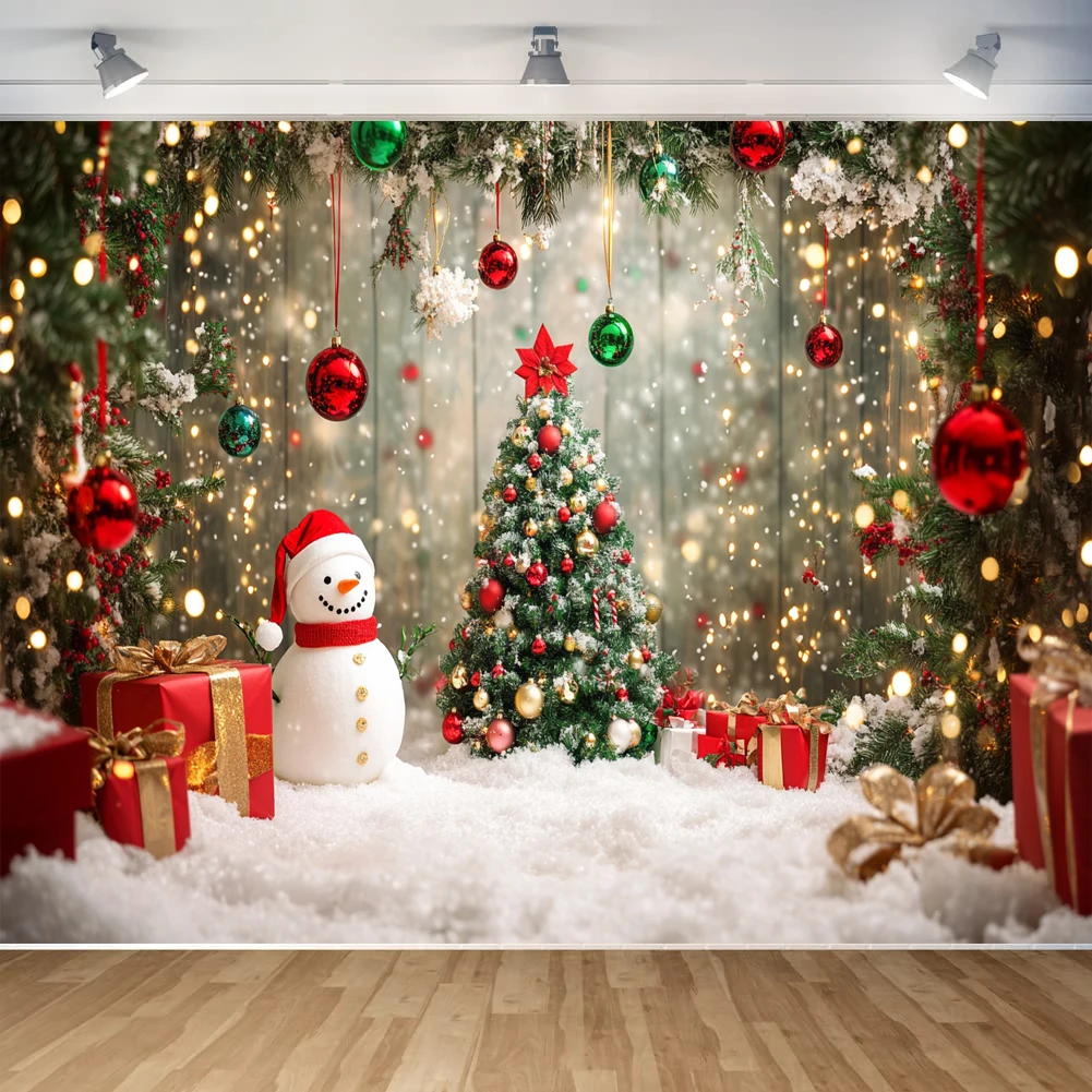 Christmas Banner Photography Background Christmas Tree Snowman Photo Background Christmas Party Supplies Home Wall Decoration