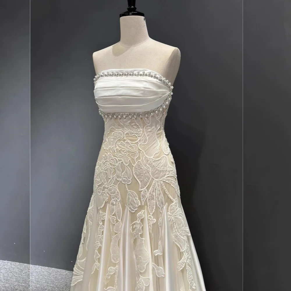 

Customized High Quality Evening Dress Beading Strapless Trumpet Long Dresses Bespoke Occasion Woman Elegant Party Wedding