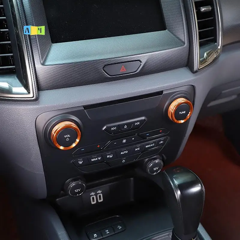 

A04E-For Ford Ranger 2015-2018 Centre Console Volume Tune Knob Button Cover Decor Trim Interior Accessories