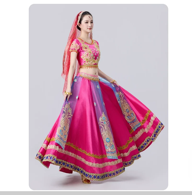 Retro Exotic Indian Dance Costume Floor-Length Skirt Set view 4
