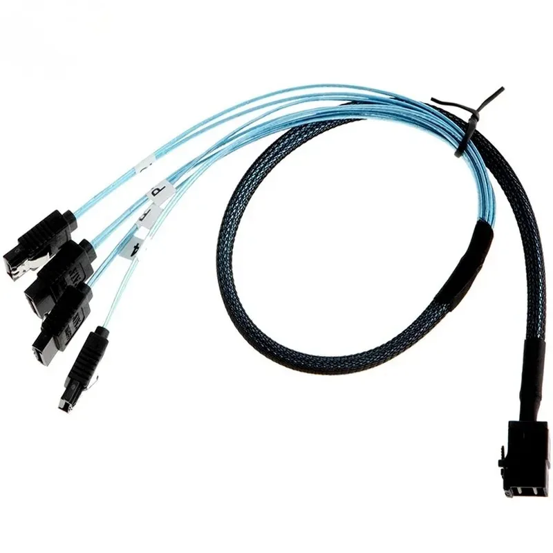 SAS SATA Cable Mini-SAS SFF-8087 To 4 SATA Cable Mini SAS 4i SFF8087 36P To 4 SATA 7P Cable 12Gbps 50cm Hard Drive Data