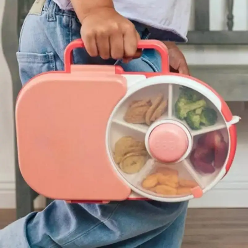 Lunch Box Kids With Rotating Snack Container Snack Spinner Candy Box Portable Snack Box Table Seed Plate Storage Boxes