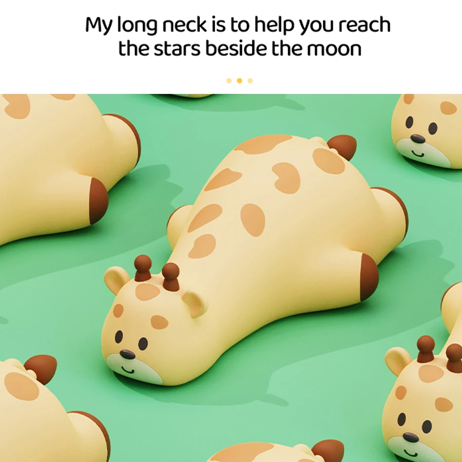 Cute Animal Led Table Lamp Children's Night Light Rechargeable Warm White Mood Light for Bedroom Desk Baby Nursery Birthday Gift