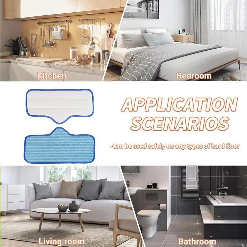 Dupray용 극세사 걸레 패드, 깔끔한 스팀 클리너, 재사용 가능한 기계, 단단한 나무 타일 돌 바닥용 세척 가능, 6 개