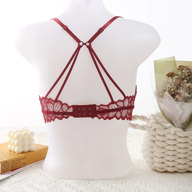 Roupa interior sexy de renda para mulheres, Bralette sem costas, sutiã sensual, cuecas lingerie, calcinha baixa, intimidade feminina