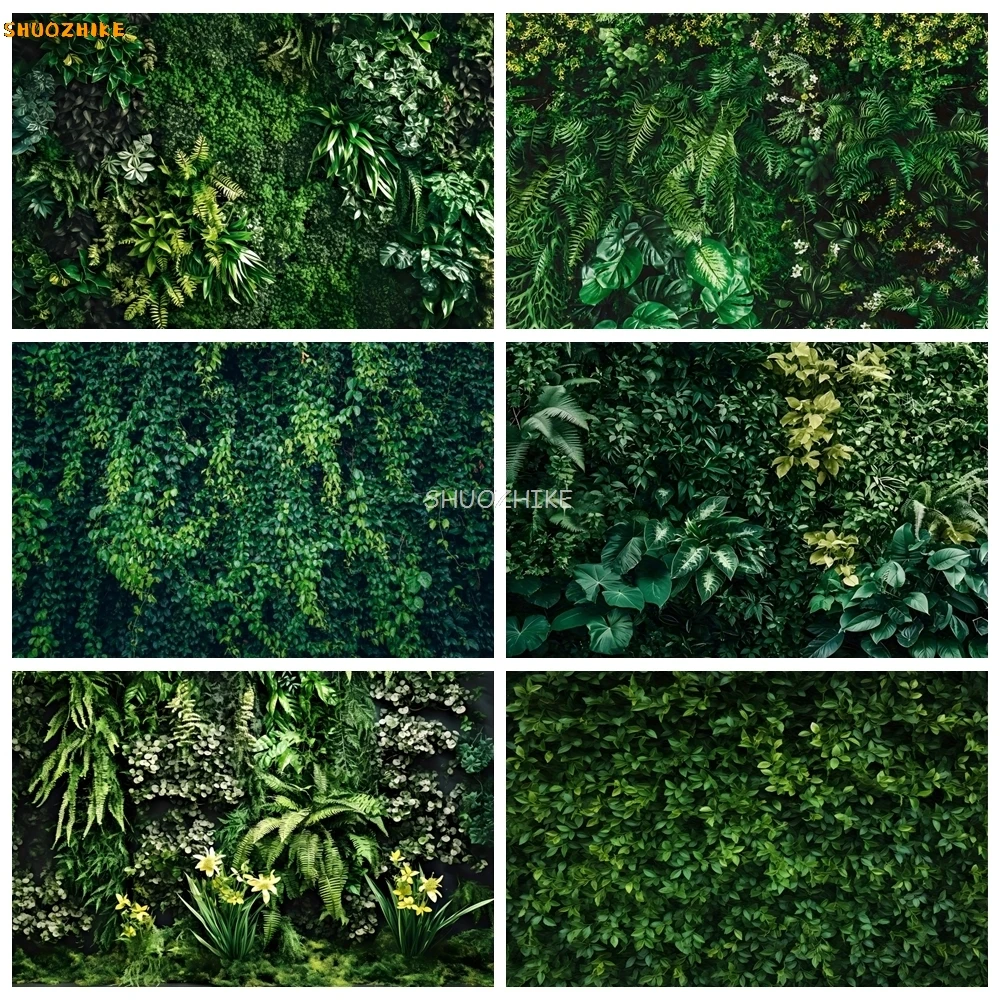 

Green Leaves Photography Backdrop Natural Leaf Wall Wedding Birthday Party Decoration Kids Portrait Baby Shower Photo Background