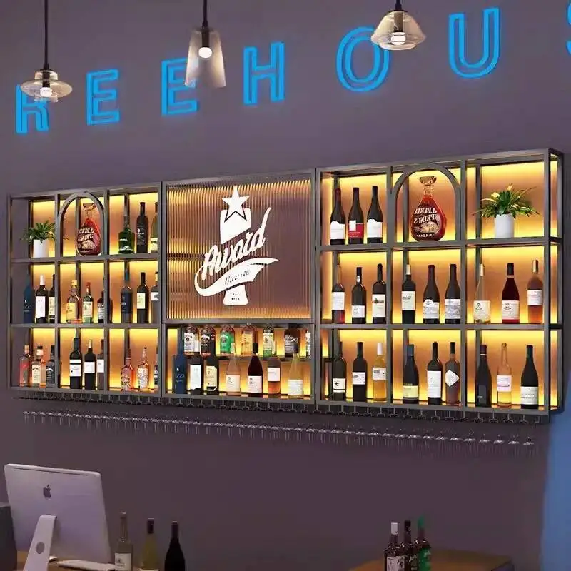 Garrafas penduradas cozinha armários de vinho exibição salão restaurante buffet rack vinho bebida comercial adega barzinho móveis para casa