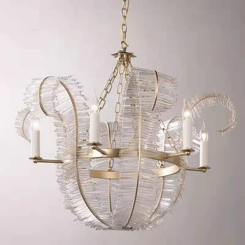 American retro wrought iron old personality villa chandelier