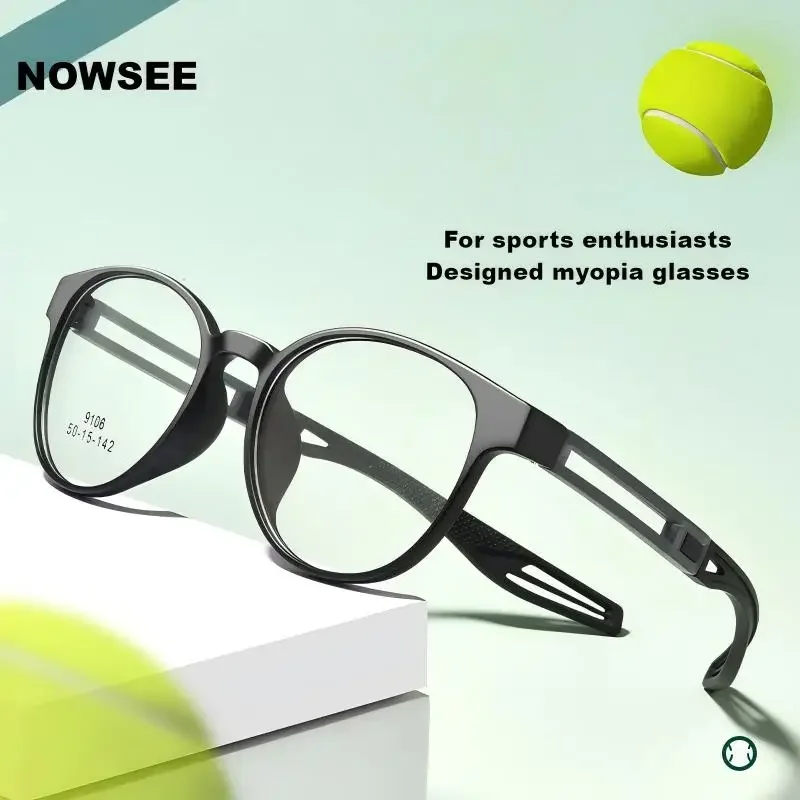 

NOWSEE Sport Casual Design Glasses Frames TR90 Eyewear Round Frame Myopia Prescription Photochromic Blue Cut Eyeglasses Hot