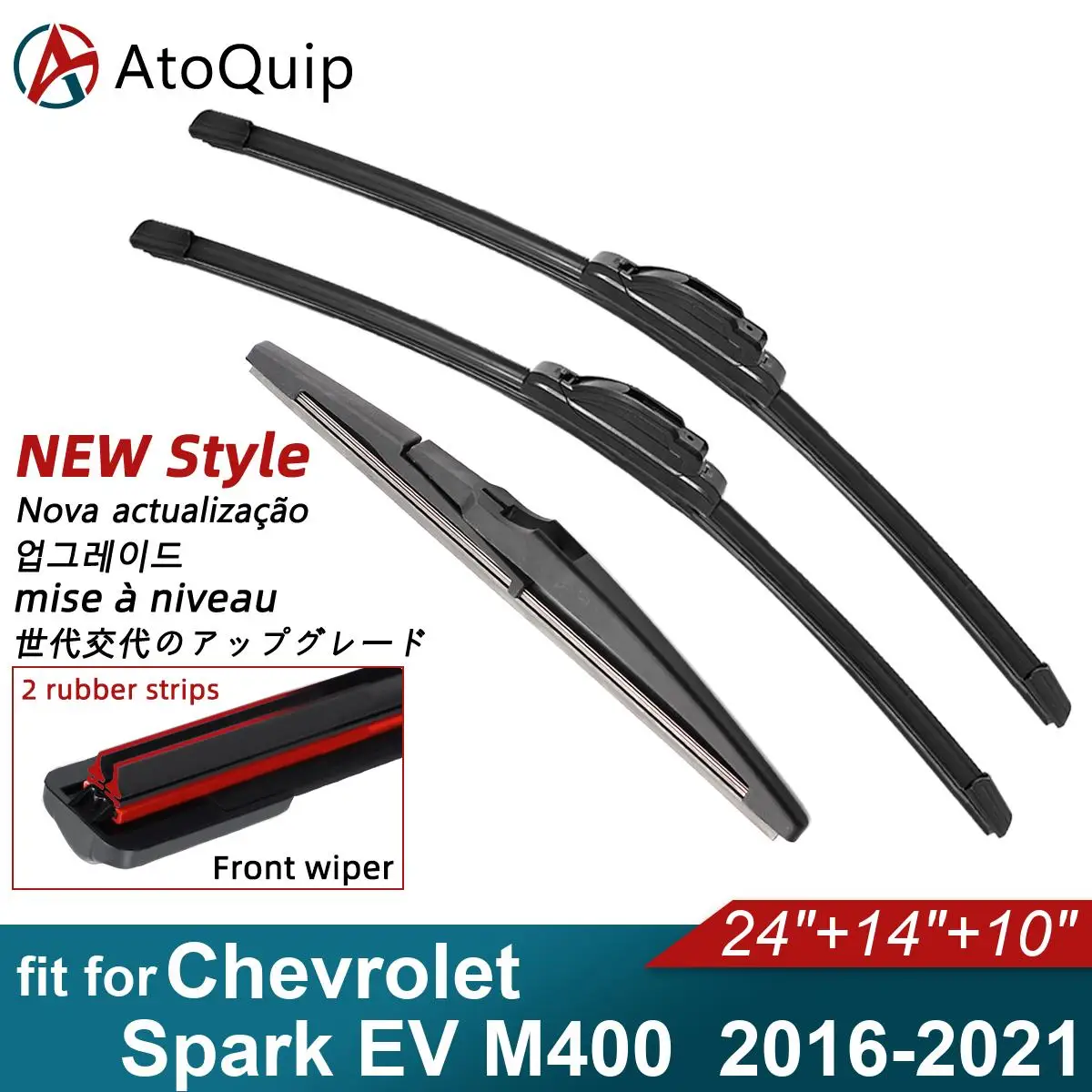 

Double Rubber Car Wiper Blades for 2016-2021 Chevrolet Spark EV M400 Front Rear Windscreen Wipers 2016 2017 2018 2019 2020 2021