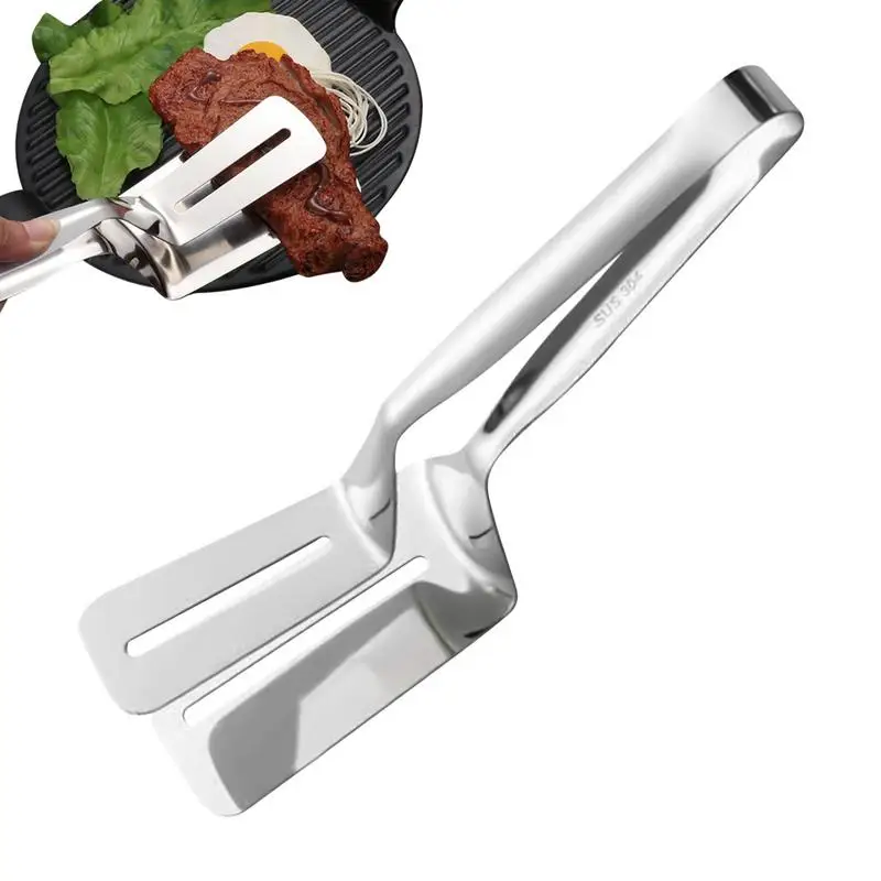 304 Stainless Steel Food Tongs Anti-Scald  Fish Fry BBQ Bread Clip Frying Shovel Clip Food Steak Clamp Spatula For Kitchenware