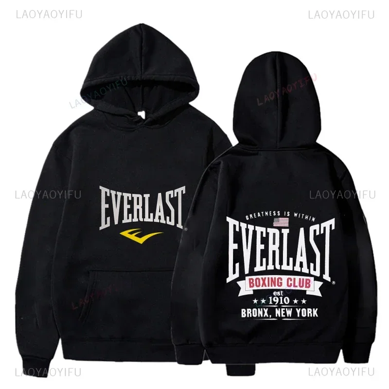 2024 Harajuku Casual Everlast Logo Font Graphic Hoodie Winter Man Sweatshirt Classic Hot Products Selling Street Wear Trends