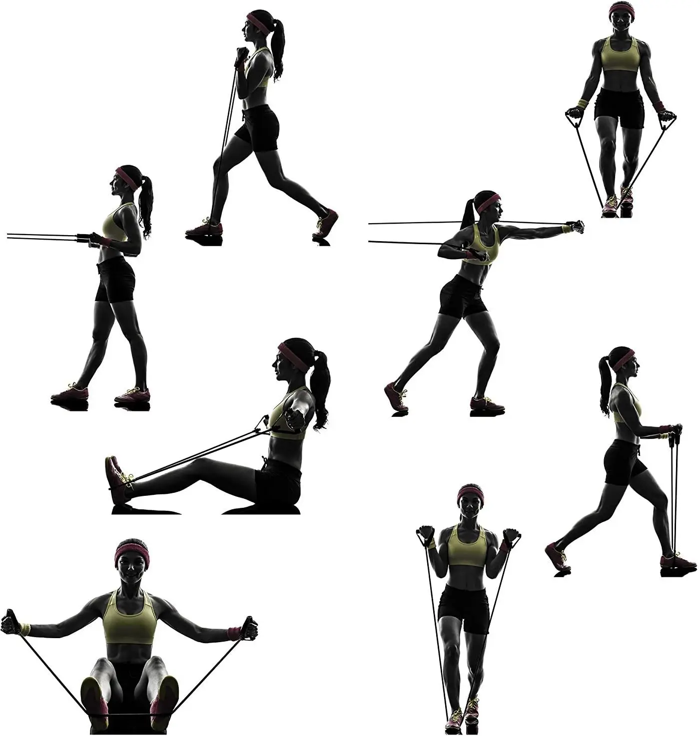 Bandas de resistencia con asas para ejercicio, equipo de entrenamiento de fuerza para hombres y mujeres en casa, banda de tubo de 5 niveles, cuerda de tracción