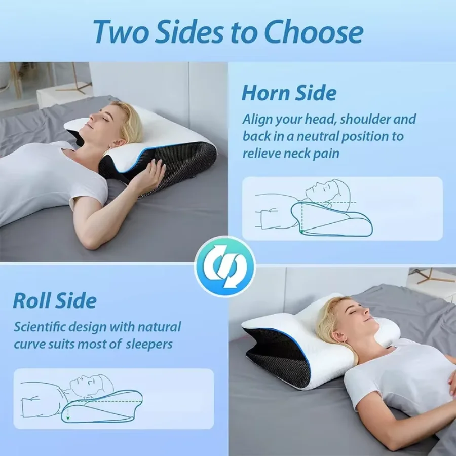 Butterfly Sleep Memory Neck Pillow Slow Rebound Comfortable Memory Foam Sleep Pillow Cervical Orthopedic Neck Massage Bed Pillow
