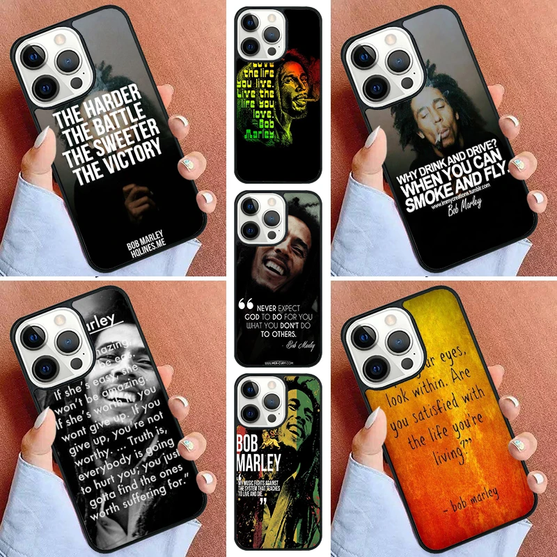 Bob Marleys Quotes Rasta Reggae Phone Case For iPhone 16 15 14 Pro 11 13 12 Mini Max SE 2020 6s 7 8 Plus Cover Capa