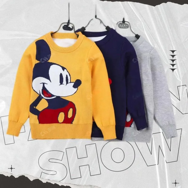 

New Autumn Winter Children's Clothing Mickey Pullover Sweater Wool Knitted Coat Kids Cartoon Christmas Thanksgiving Sweater