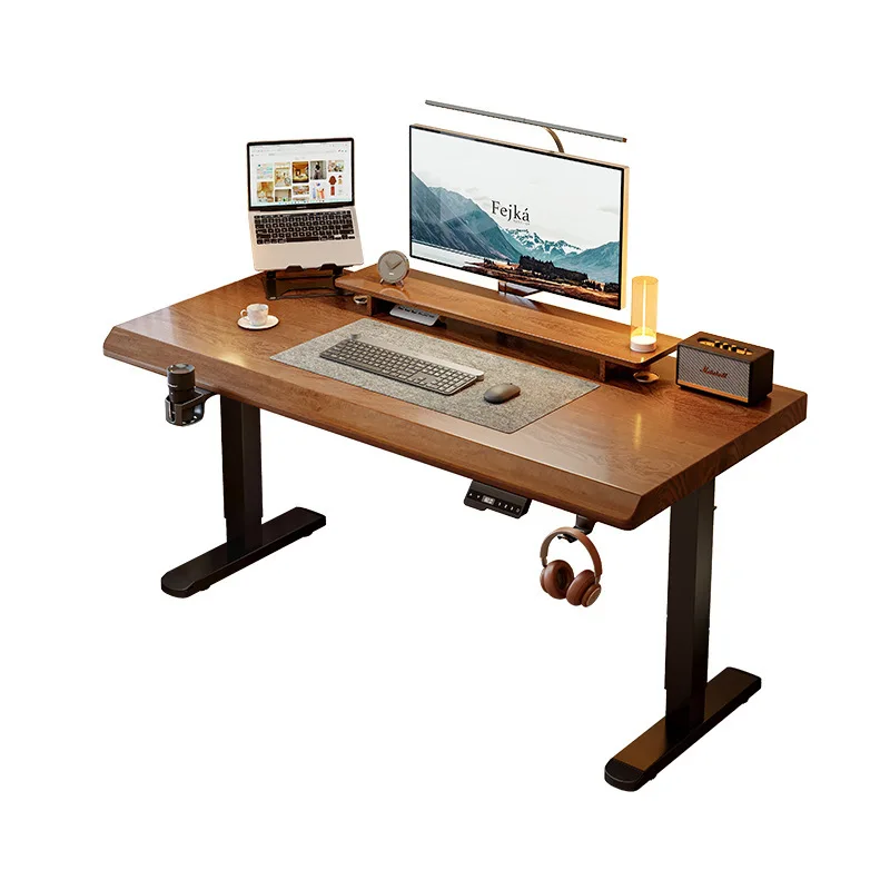 Solid wood electric lifting table, desktop, computer table, home e-sports table, bedroom desk, desk can lift workbench