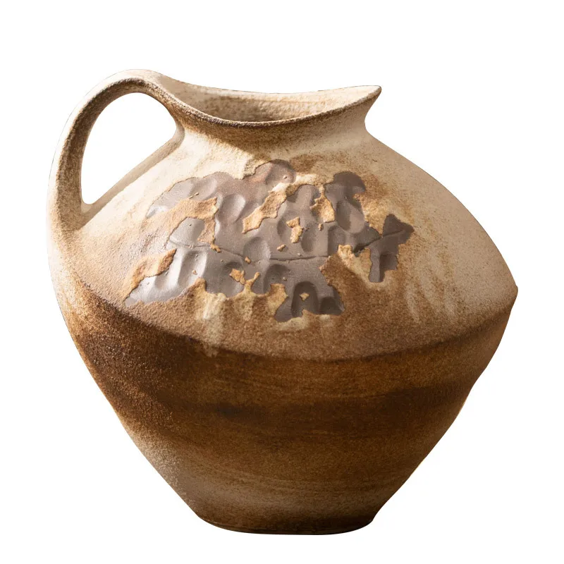 

Zen ceramic vase home flower arrangement dried flower decoration retro nostalgic coarse pottery ornament