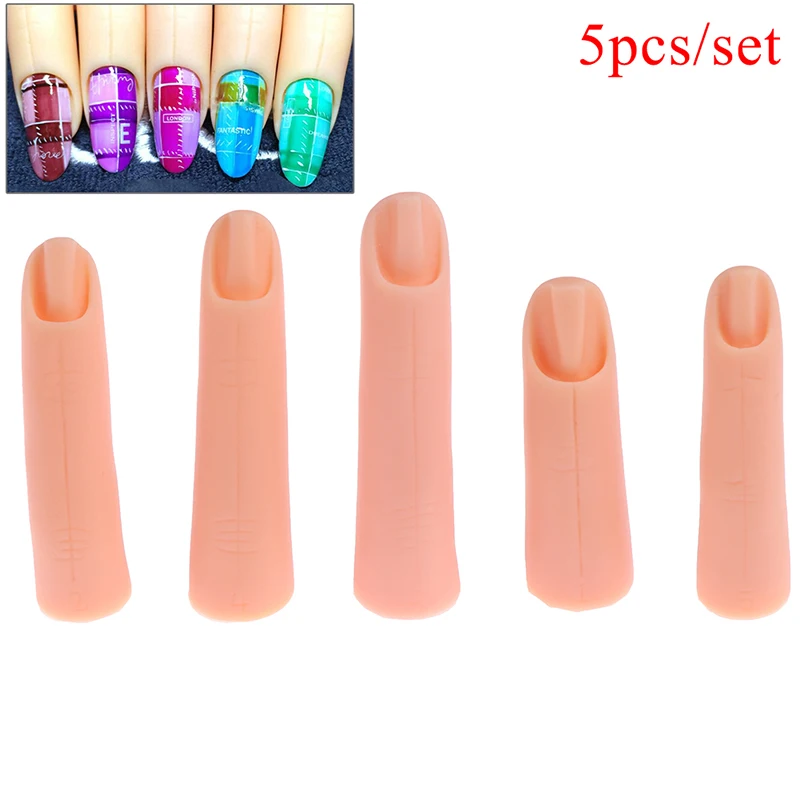 5Pcs/SET Nail Art Practice Finger Model - Acrylic Gel Training Tools for Salon Manicure