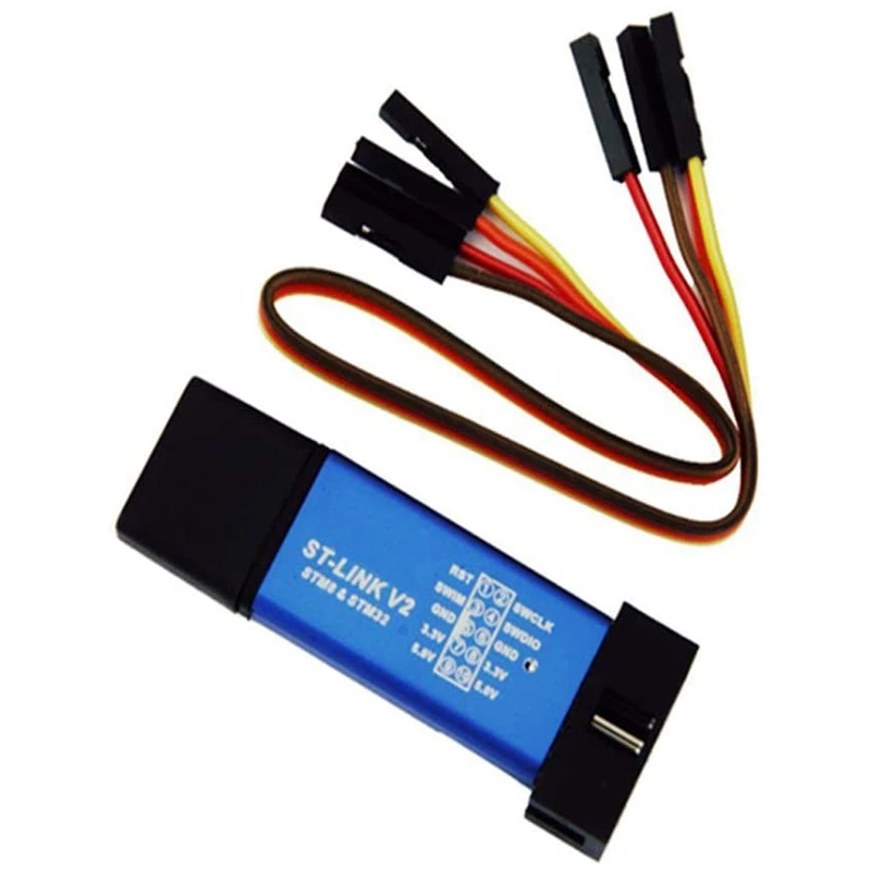 ST Link V2 Mini STM8 STM32 Simulator Download Programmer Programming with Cover DuPont Cable (Random Color)