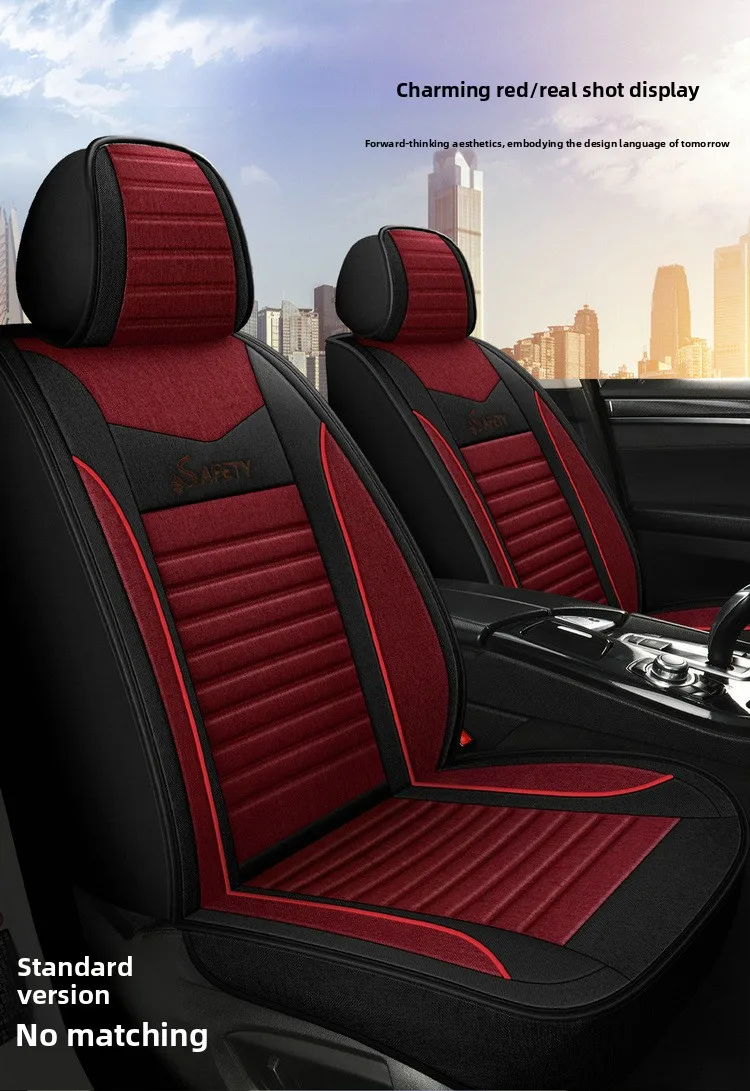 Universal Split Seat Fully Surrounded Car Seat Cover Breathable Comfortable Luxury Flax Seat Cushion Full Seats Cover JJ196