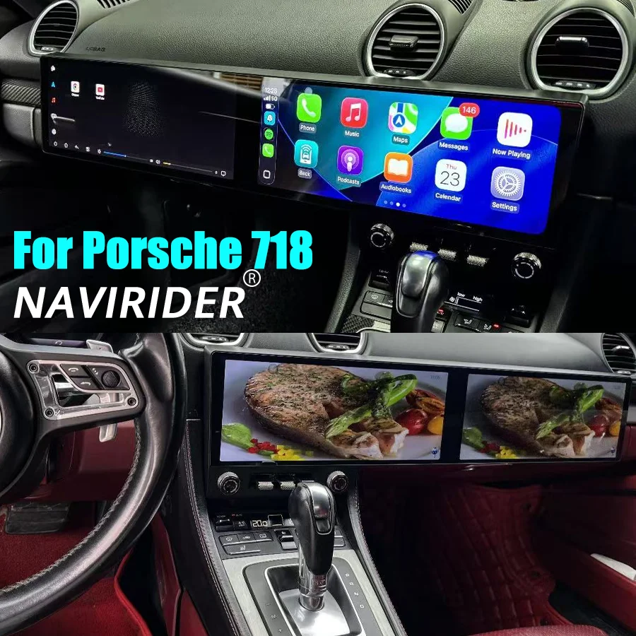 

Dual Screen Android Auto Carplay Multimedia Video Player For Porsche Cayman 718 2016-2023 Car Radio Stereo DSP 4G GPS Navigation