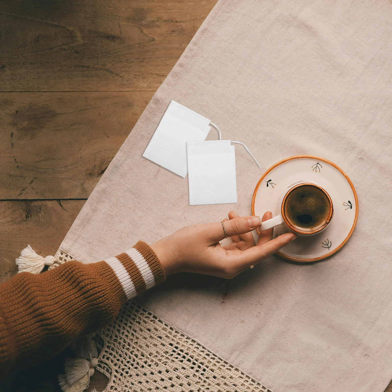 

100Pcs Tea Bath Bags Empty Drawstring Seal Reusable Loose Leaf Tea Filter Bags Portable Coffee Spice Strainers