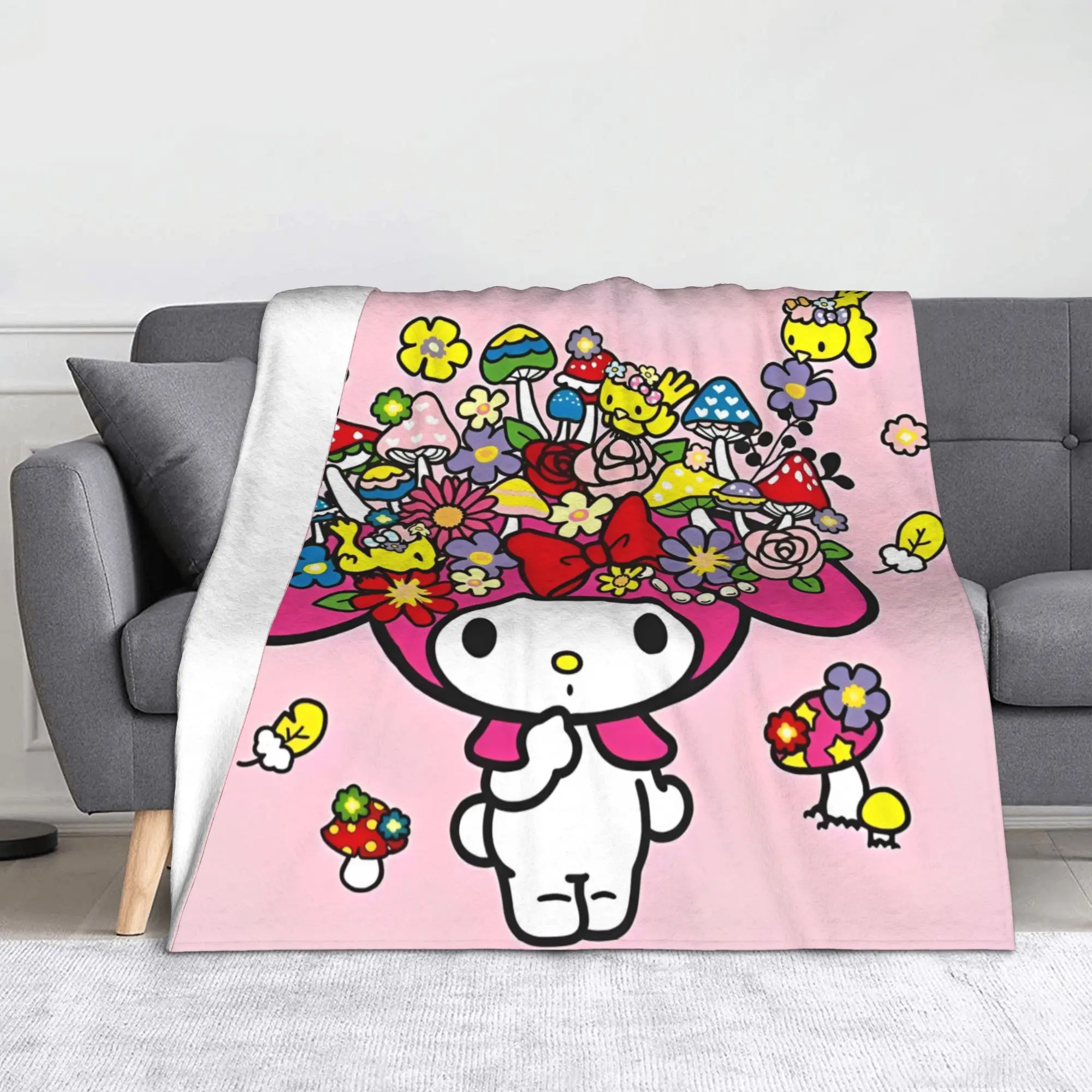 

Милые фланелевые одеяла My Melody, одеяло Sanrio для кровати, автомобиля, теплое постельное белье, пледы