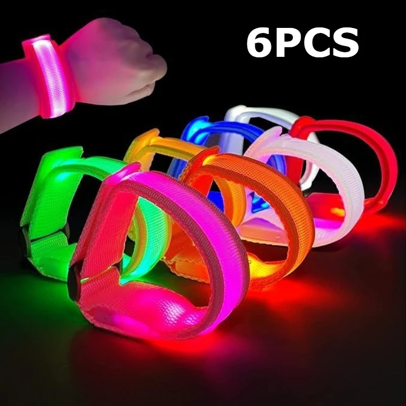 6PCS LED luminous bracelet emits light and flashes in the dark Wedding, carnival, concert, camping, spore party supplies