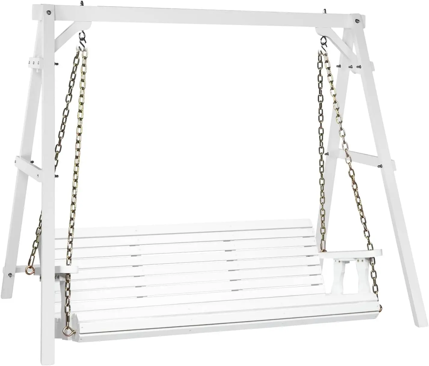 

VINGLI 5 FT Outdoor Porch Swing with Frame, Heavy Duty 880 LBS Patio Hanging Swing with Stand for Backyard & Garden, White