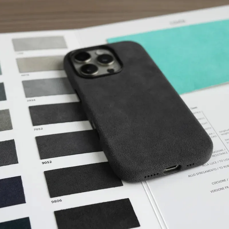 For iPhone 17 Pro 15 Pro 16 Pro Max Compatible Magnetic Luxury Artificial Leather Supercar Suede Phone Cases Cover