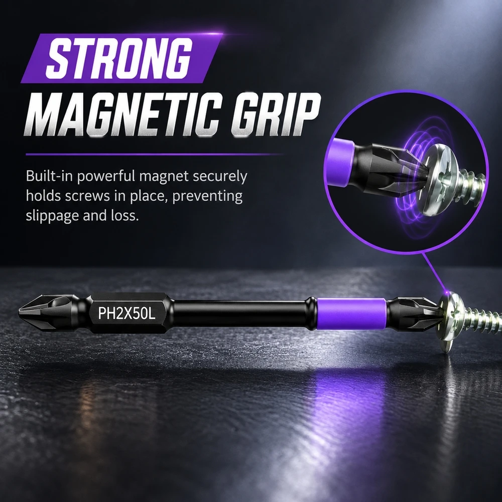 Anti Slip Magnetic Screwdriver Bits Set D1 Steel Phillips Head 1/4 Inch Quick Change for Electric Manual Driver