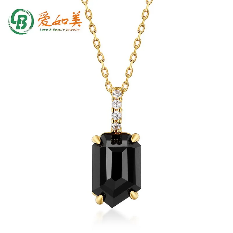 

Geometric Pendant New Small Fragrant Natural Black Agate 18K Gold PT950 Platinum Silver Plated 7-layer Gold Necklace