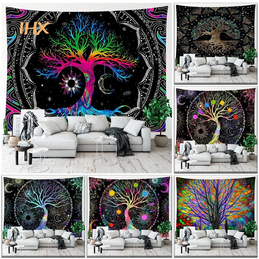 

Tree of Life Aesthetic Tapestry Wall Hanging Kawaii Room Decor Boho Hippie Mandala Witchcraft Tapestry Bedroom Decoration Home