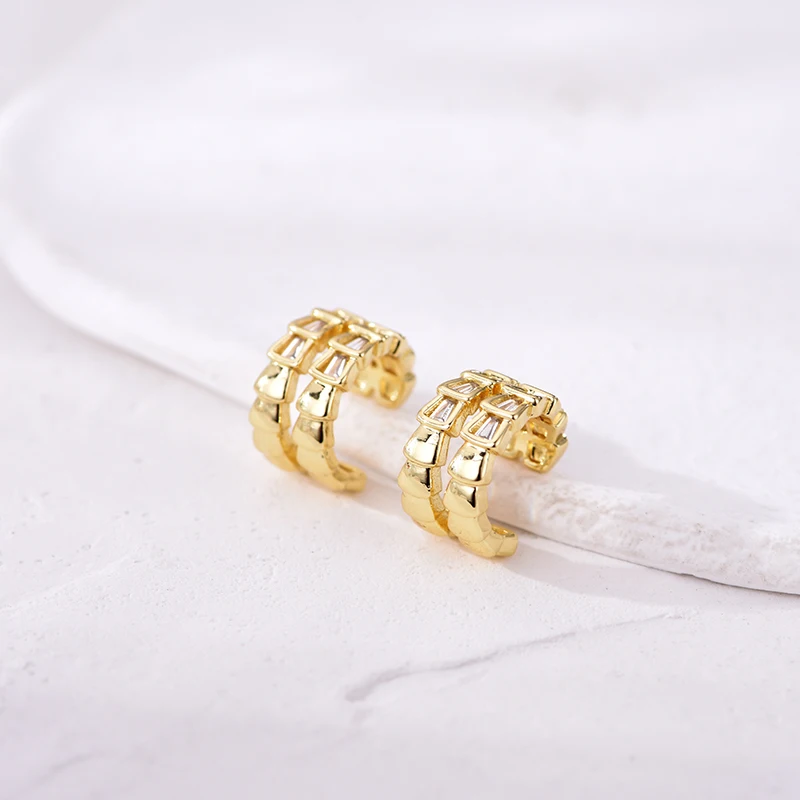 Neue Doppel Hoops Exquisite Geometrische Gefälschte Keine Durchbohrten Clip Ohrringe Für Frauen Zirkonia Ohr Clips Elegante Ohr Manschette Ohrringe Schmuck – Detail 8