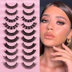 10 pairs DD Curl Lashes Russian Strip Lashes 3D Mink Eyelashes Natural Long Reusable Fluffy eyelashes extensions