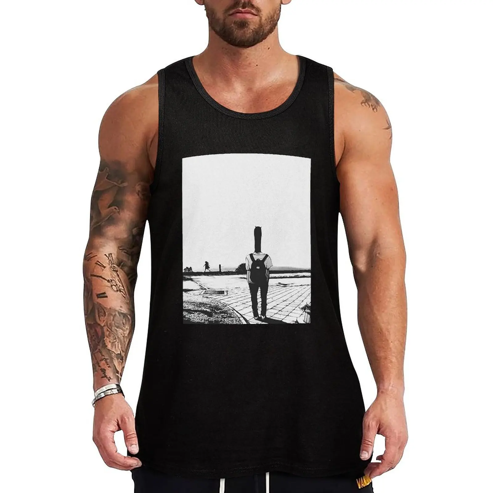 Punpun - Oyasumi Punpun Tank Top Sleeveless T-shirt Men's summer vest t-shirt Men's mens clothing