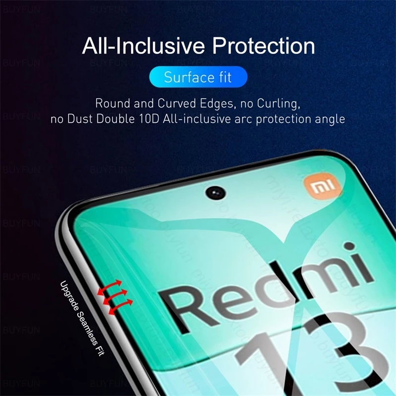 8 In 1 999D Hydrogel Film For Redmi13 Redmi 13 4G Case Full Glue Screen Protector Camera Glass Little Poko Poco M 6 M6 PocoM6 4G