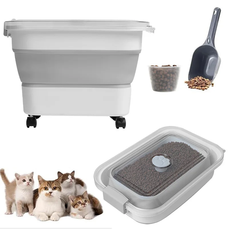 12/19L Folding Rice Bucket Moisture-proof Sealed Box Large Capacity Sealed Cat Dog Food Grains Storage Bucket Home Organizer