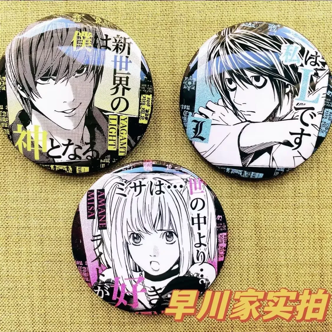 DEATH NOTE Anime Yagami Light MisaMisa L·Lawliet  Backpack Button Metal Pin Clothes Collar Badge Brooch Gift