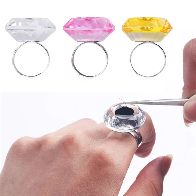 Eyelash Adjustable Glue Ring Crystal Finger Ring Adhesive Eyelash Extension Pallet Holder Makeup Tool