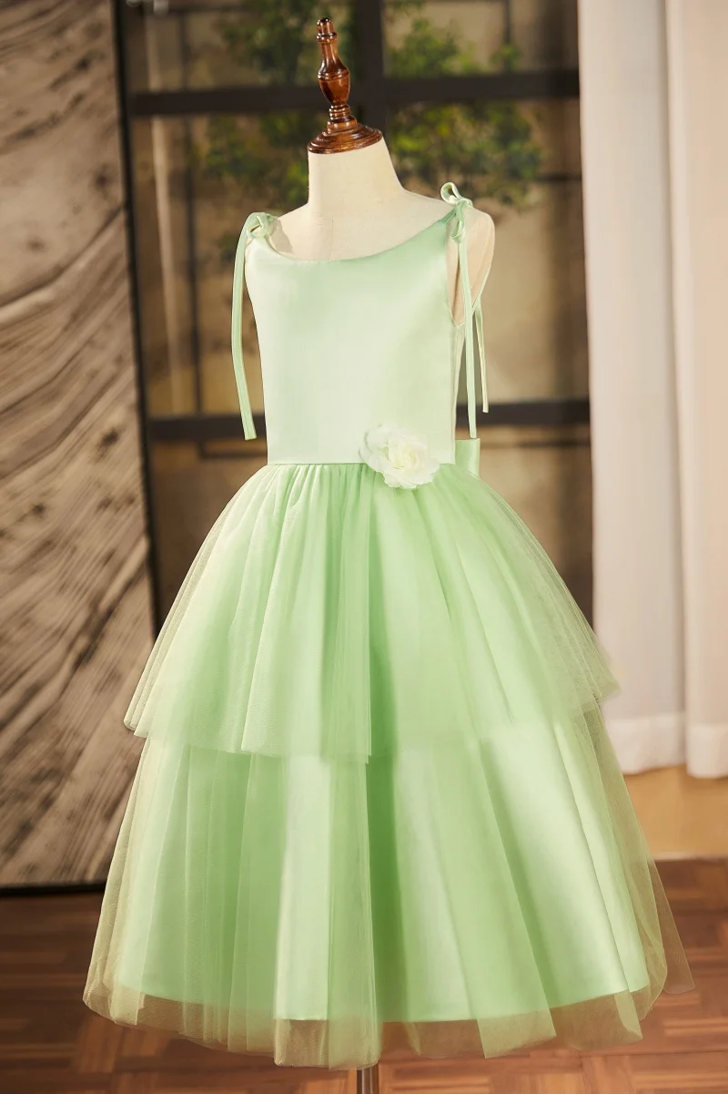 녹색 어린이 드레스 공주 드레스 소녀 투투 스커트 작은 호스트 피아노 공연 드레스 유치원 공연 스커트