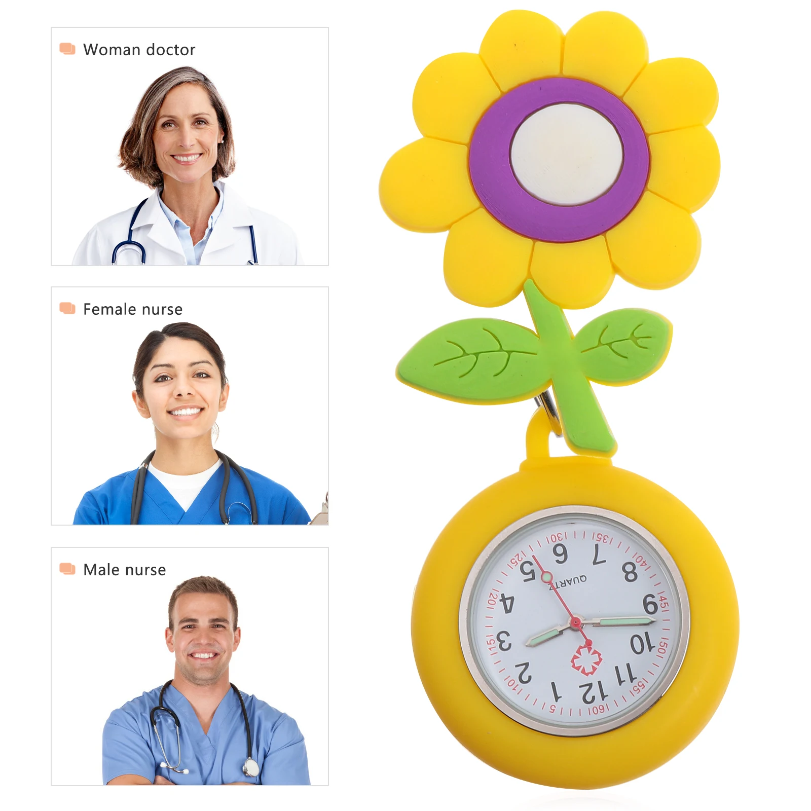 

Lovely Luminous Nurse Pocket Clip-On Quartz Watch For Hospital Gift Portable Light Weight Fashionable Doctor Watch