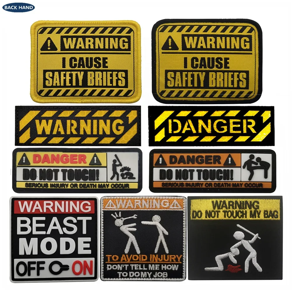 1PC Danger Warning Sign IR Patches DO NOT Touch My Bag Clothing DOES NOT PLAY WELL WITH OTHERS Accessory Armband MILITARY Badges