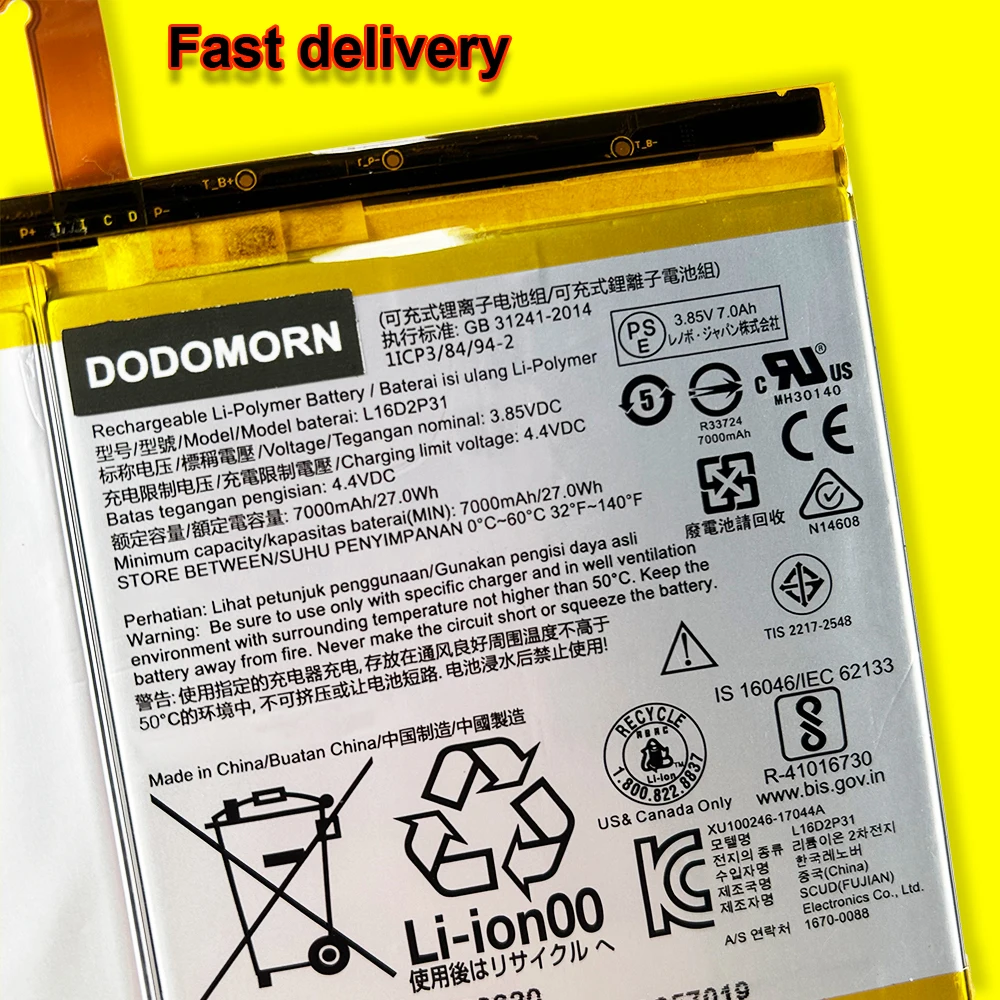 100% New Battery For Lenovo Tab M10 FHD Plus 10.3 TB-X606F TB-X606X TB-X606 X616 X616M Tablet 7000mAh With Tools