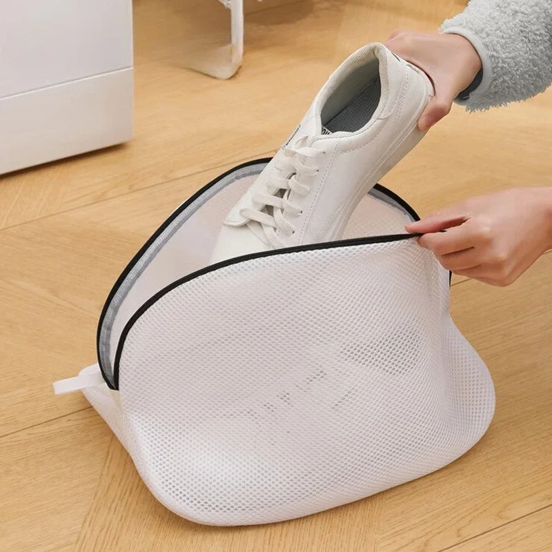 

1PC Anti-Deformation Shoe Laundry Bag Mesh Washing Machine Bag with Zip Closure Multi-Purpose Bras Socks Organizer