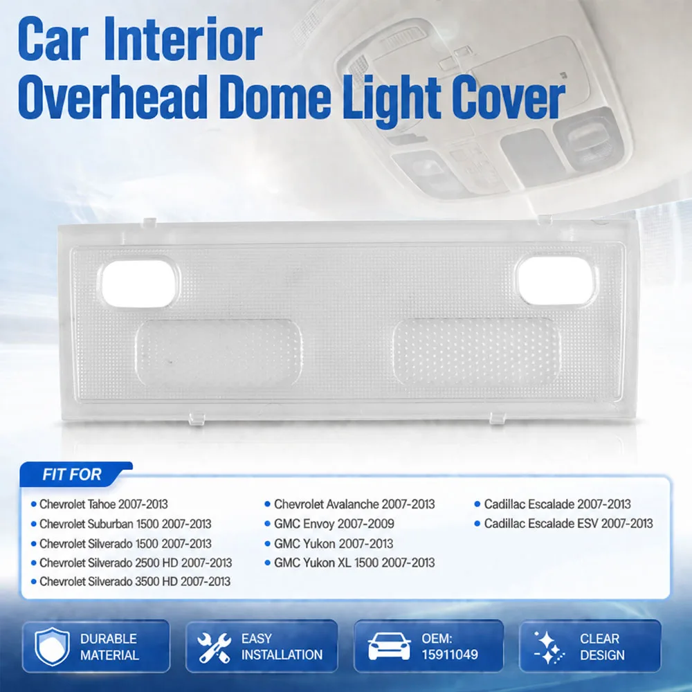 Clear Lens Car Interior Overhead Dome Light Cover Shell For 2007-2014 Chevy Silverado Sierra Tahoe Yukon Suburban Avalanche