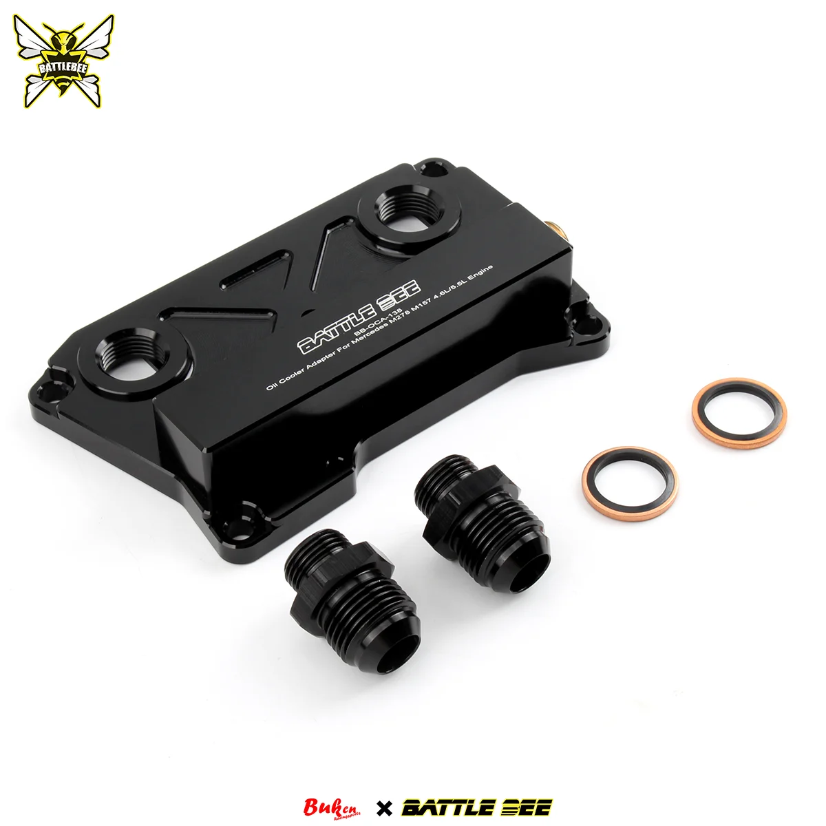 Aluminum AN8 AN10 Oil Cooler Sandwich Plate Filter Adapter Radiator For Mercedes- M278 M157 4.7/5.5L Engine BB-OCA-138